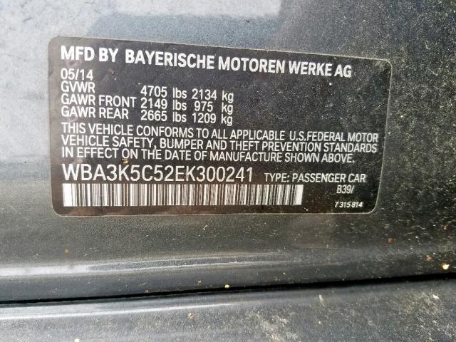 WBA3K5C52EK300241 - 2014 BMW 328 D XDRI GRAY photo 10