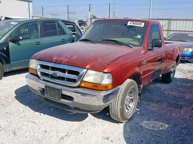 1FTYR10V0XUB44435 - 1999 FORD RANGER MAROON photo 2