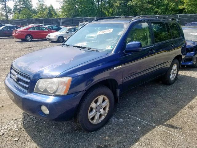 JTEHF21A510016292 - 2001 TOYOTA HIGHLANDER BLUE photo 2