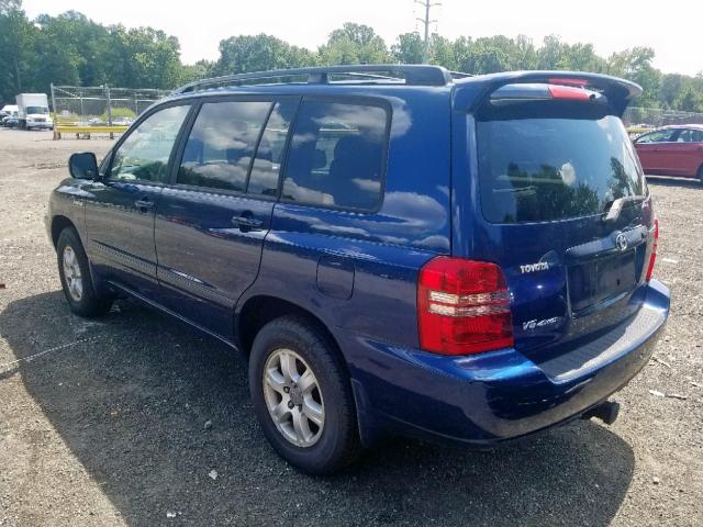 JTEHF21A510016292 - 2001 TOYOTA HIGHLANDER BLUE photo 3