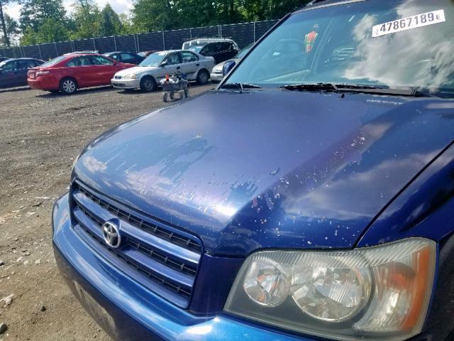 JTEHF21A510016292 - 2001 TOYOTA HIGHLANDER BLUE photo 9