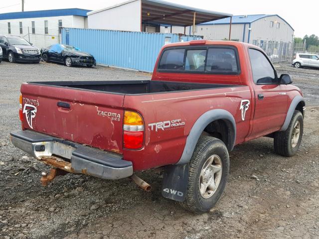 5TEPM62N61Z768565 - 2001 TOYOTA TACOMA RED photo 4