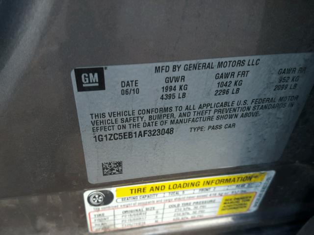 1G1ZC5EB1AF323048 - 2010 CHEVROLET MALIBU 1LT GRAY photo 10