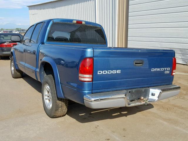 1D7HL48X03S181232 - 2003 DODGE DAKOTA QUA BLUE photo 3