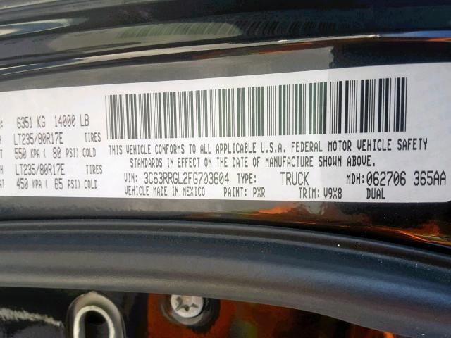 3C63RRGL2FG703604 - 2015 RAM 3500 ST BLACK photo 10