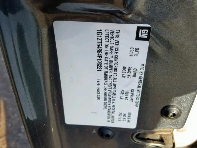 1G1ZT64864F193221 - 2004 CHEVROLET MALIBU MAX 灰色 照片 10