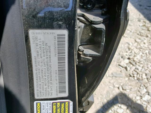 WVWRH63B74P152404 - 2004 VOLKSWAGEN PASSAT GLX 黑色 照片 10