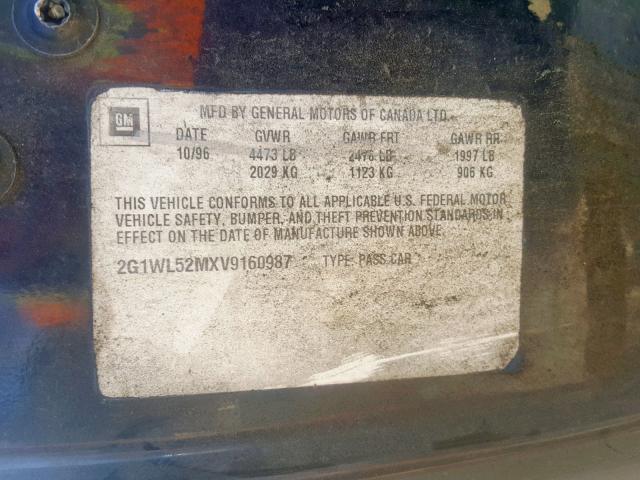 2G1WL52M8X1100501 - 1999 CHEVROLET LUMINA BAS ლურჯი ფოტო 10