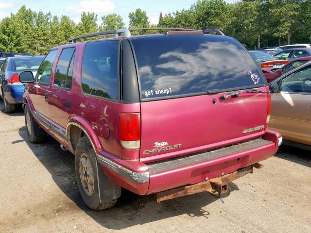 1GNDT13W3S2223372 - 1995 CHEVROLET BLAZER PINK photo 3