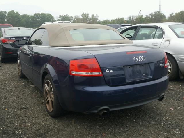 WAUDF48H47K019213 - 2007 AUDI A4 2.0T CA BLUE photo 3