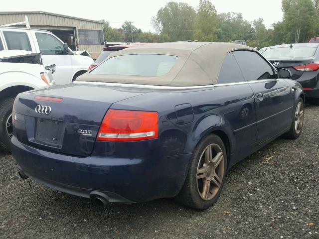 WAUDF48H47K019213 - 2007 AUDI A4 2.0T CA BLUE photo 4