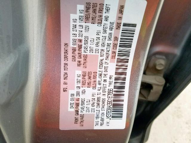 JM3TB38A390167656 - 2009 MAZDA CX-9 SILVER photo 10