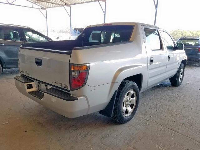 2HJYK16238H506694 - 2008 HONDA RIDGELINE SILVER photo 4