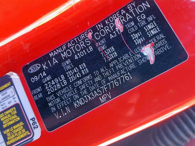 KNDJX3A57F7767761 - 2015 KIA SOUL ! Qırmızı foto 10