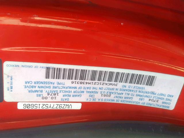 3VWCK21C21M438316 - 2001 VOLKSWAGEN NEW BEETLE Qırmızı foto 10