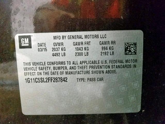 1G11C5SL2FF287842 - 2015 CHEVROLET MALIBU 1LT BROWN photo 10