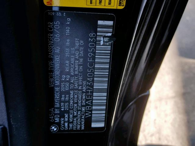 WBAEH73405CF95038 - 2005 BMW 645 CI AUT BLACK photo 10