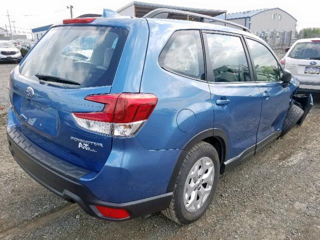 JF2SKACC1KH452768 - 2019 SUBARU FORESTER BLUE photo 4