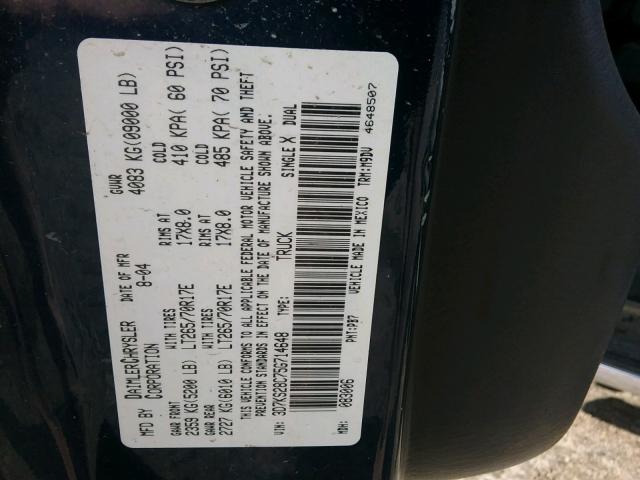 3D7KS28C75G714648 - 2005 DODGE RAM 2500 S SILVER photo 10