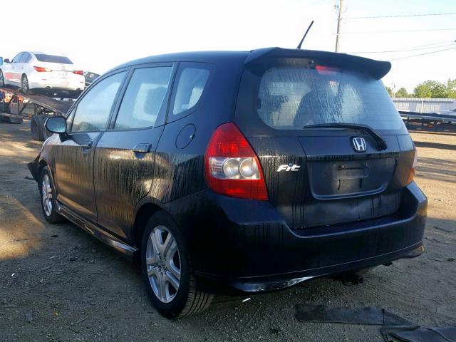 JHMGD37617S042432 - 2007 HONDA FIT S BLACK photo 3