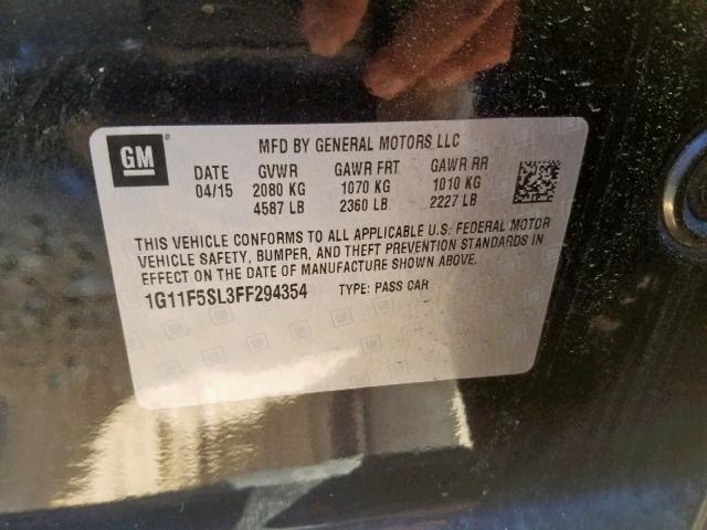 1G11F5SL3FF294354 - 2015 CHEVROLET MALIBU LTZ 黑色 照片 10