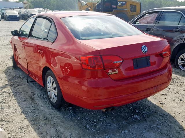 3VW2K7AJ3CM471013 - 2012 VOLKSWAGEN JETTA BASE RED photo 3