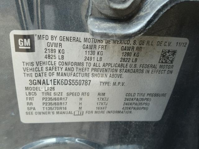 3GNAL1EK6DS550787 - 2013 CHEVROLET CAPTIVA LS 灰色 照片 10