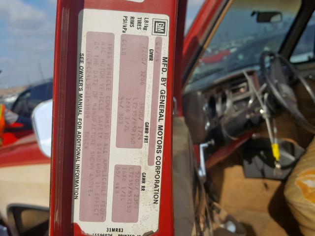 1GCFC24L3EJ163809 - 1984 CHEVROLET C20 RED photo 10