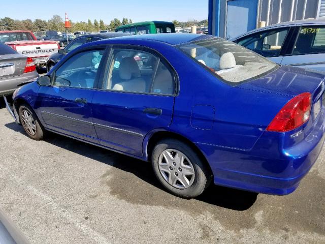 1HGES16365L026438 - 2005 HONDA CIVIC DX V BLUE photo 3