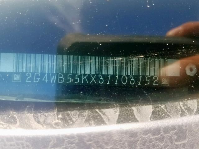 2G4WB55KX31103152 - 2003 BUICK REGAL LS BLUE photo 10