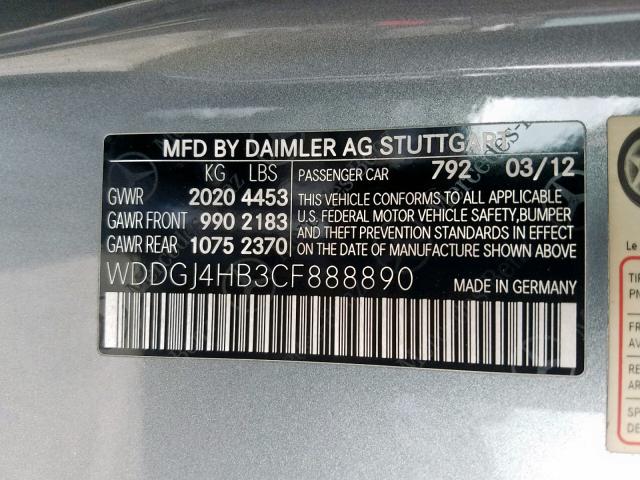 WDDGJ4HB3CF888890 - 2012 MERCEDES-BENZ C 250 SILVER photo 10