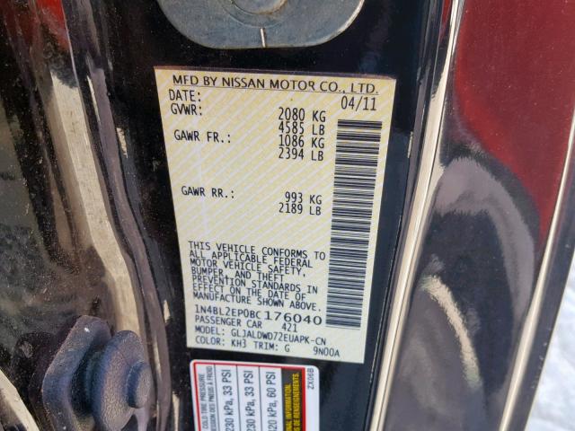 1N4BL2EP0BC176040 - 2011 NISSAN ALTIMA SR BLACK photo 10