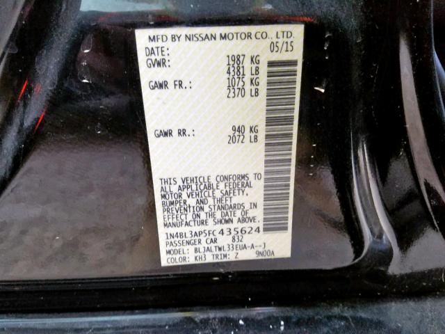 1N4BL3AP5FC435624 - 2015 NISSAN ALTIMA 3.5 BLACK photo 10