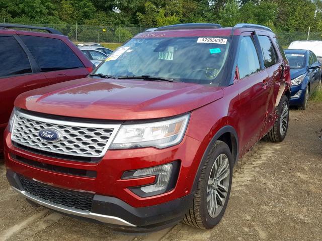 1FM5K8HT2HGD48801 - 2017 FORD EXPLORER P RED photo 2