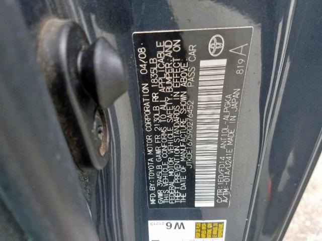 JTKDE167590276452 - 2009 TOYOTA SCION TC შავი ფოტო 10