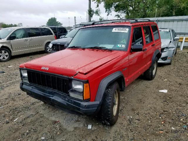 1J4FJ28S0SL562629 - 1995 JEEP CHEROKEE S RED photo 2