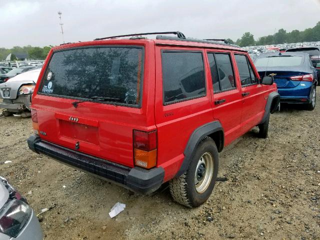 1J4FJ28S0SL562629 - 1995 JEEP CHEROKEE S RED photo 4