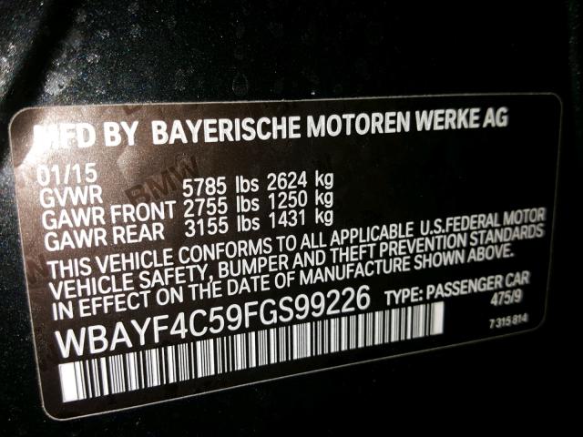 WBAYF4C59FGS99226 - 2015 BMW 740 LXI BLACK photo 10