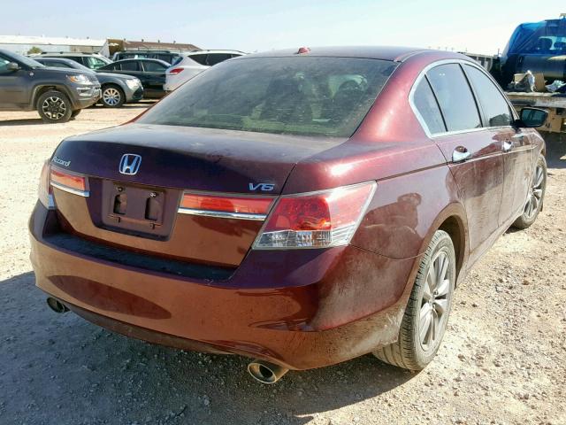 1HGCP3F85CA035916 - 2012 HONDA ACCORD EXL BURGUNDY photo 4