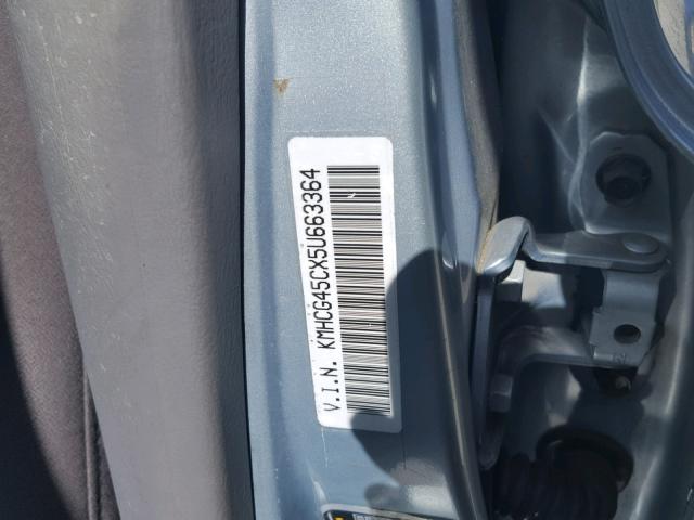 KMHCG45CX5U663364 - 2005 HYUNDAI ACCENT GL BLUE photo 10