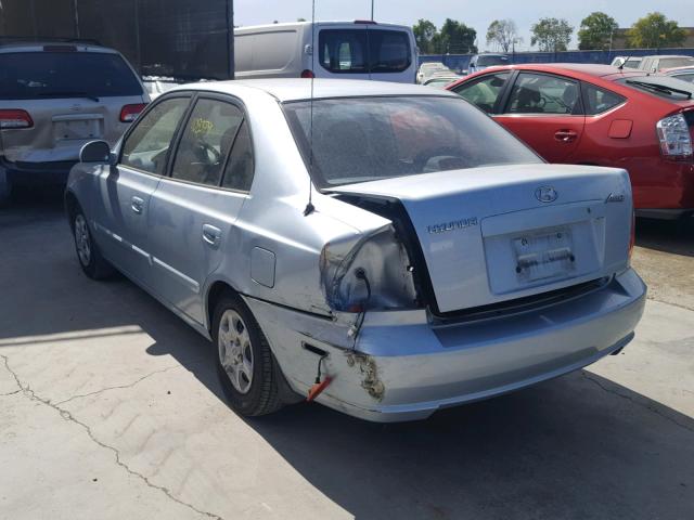 KMHCG45CX5U663364 - 2005 HYUNDAI ACCENT GL BLUE photo 3