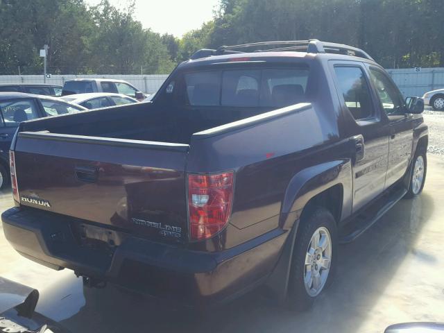 5FPYK16499B108975 - 2009 HONDA RIDGELINE PURPLE photo 4