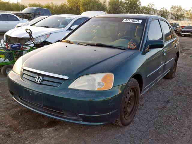 1HGES26701L001666 - 2001 HONDA CIVIC EX GREEN photo 2