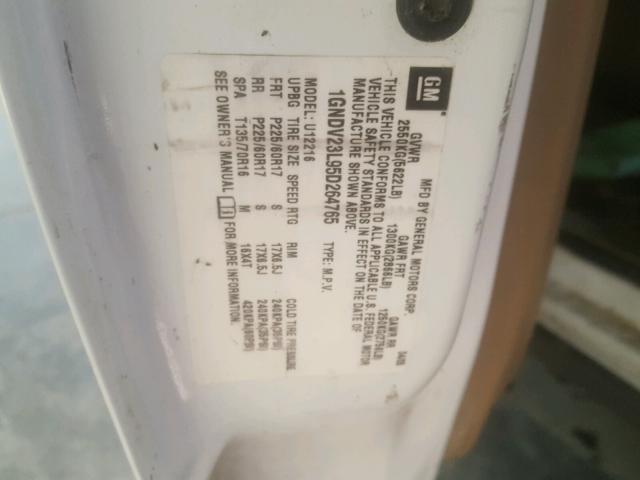 1GNDV23L95D264765 - 2005 CHEVROLET UPLANDER L Ağ foto 10