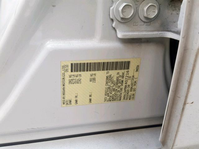 1N4AL2AP9BN407216 - 2011 NISSAN ALTIMA BAS WHITE photo 10