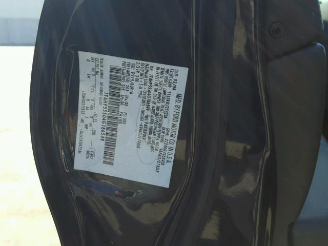 1FAHP55S04G186549 - 2004 FORD TAURUS SES BLACK photo 10