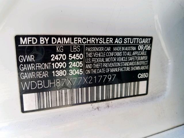 WDBUH87X77X217797 - 2007 MERCEDES-BENZ E 350 4MAT WHITE photo 10