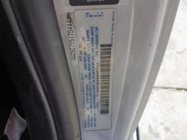 3VWCC21C3YM493252 - 2000 VOLKSWAGEN NEW BEETLE WHITE photo 10