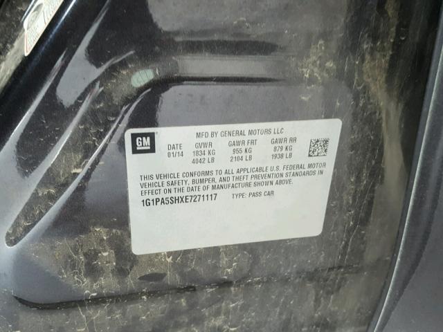 1G1PA5SHXE7271117 - 2014 CHEVROLET CRUZE LS GRAY photo 10