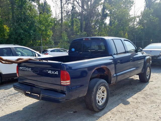 1B7HG38NX2S615209 - 2002 DODGE DAKOTA QUA BLUE photo 4